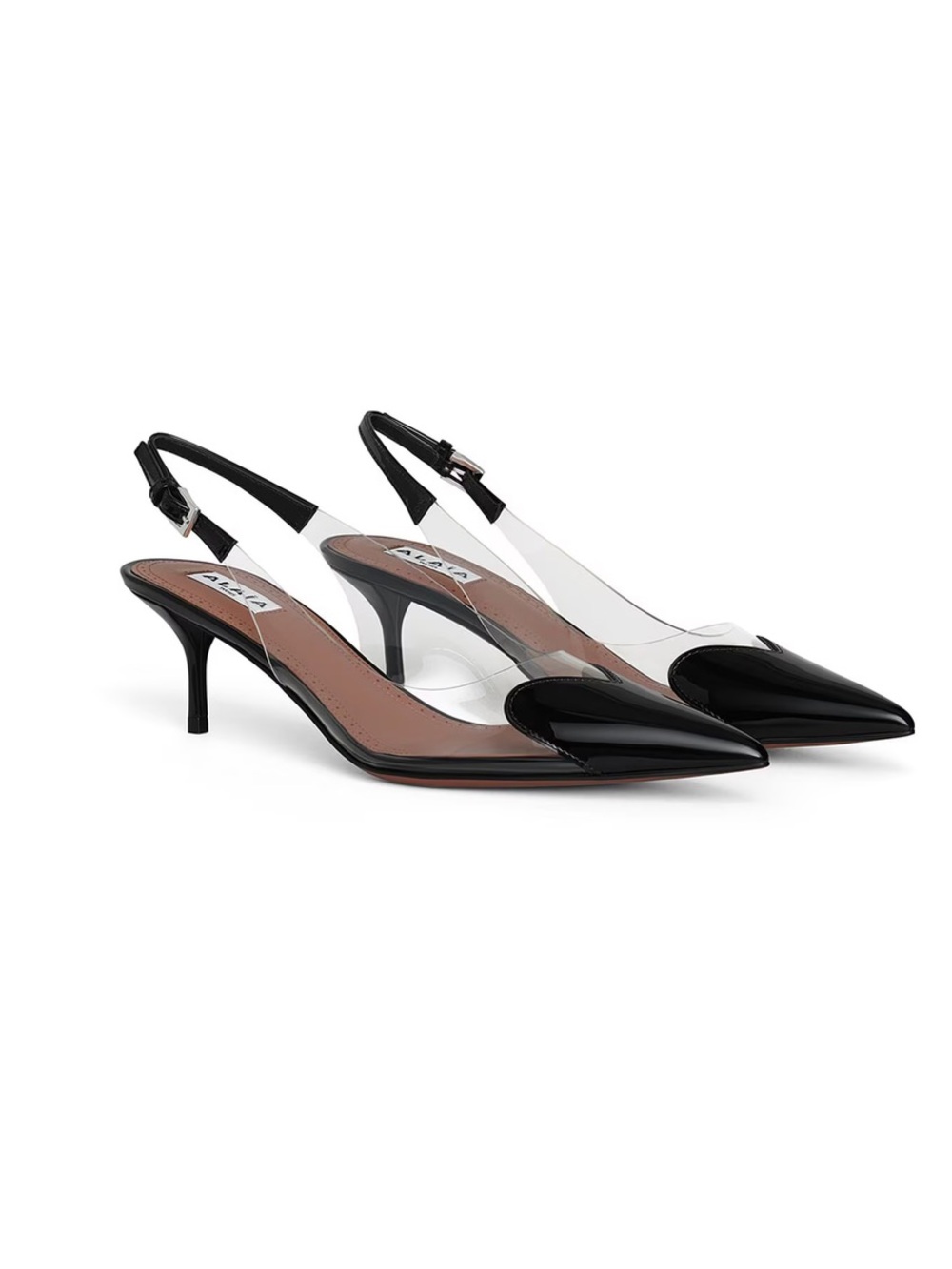 ALAIA LE CŒUR SLINGBACKS IN PATENT LEATHER